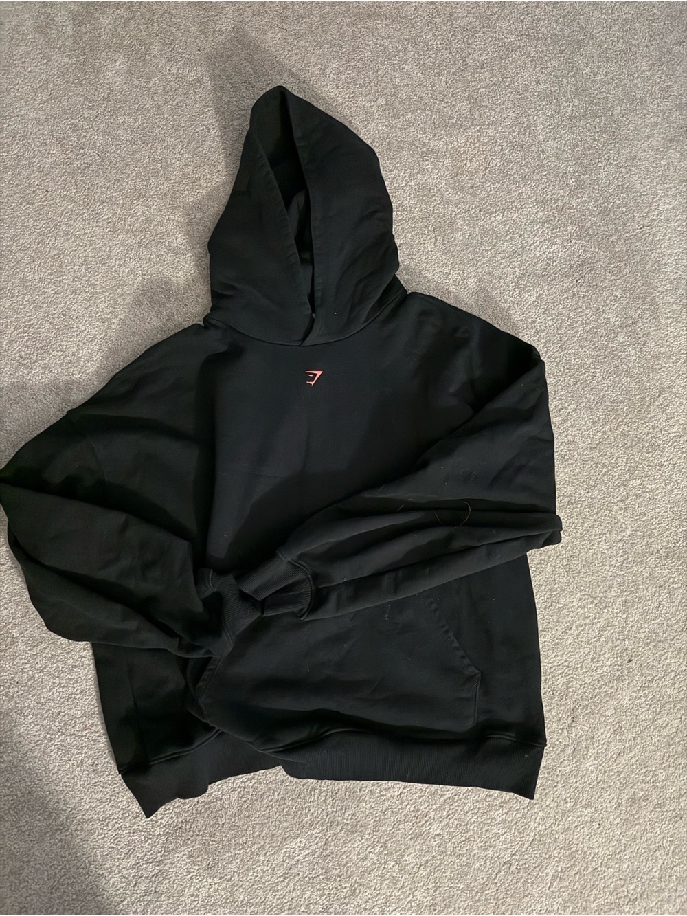 Gymshark Black Hoodie with Small Pink Logo